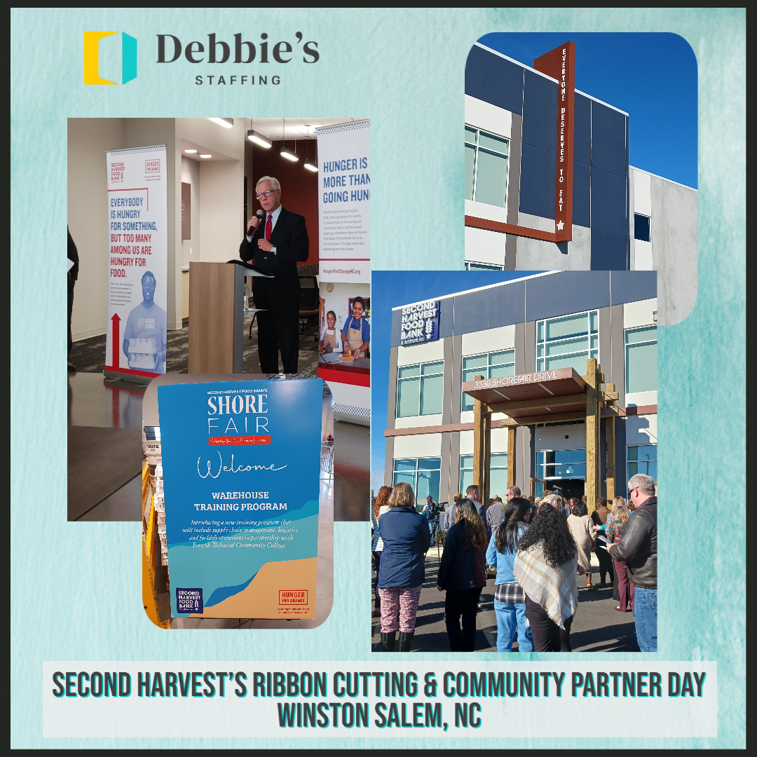 DebbiesStaffing's tweet photo. Debbie's Staffing was excited to attend the ribbon cutting for Second Harvest Food Bank of Northwest NC yesterday. We are proud to partner with such an amazing team! #FeedCommunity #SecondHarvestFoodBank #TeamDebbies #ServiceFirst https://t.co/LaI3TlgLuc