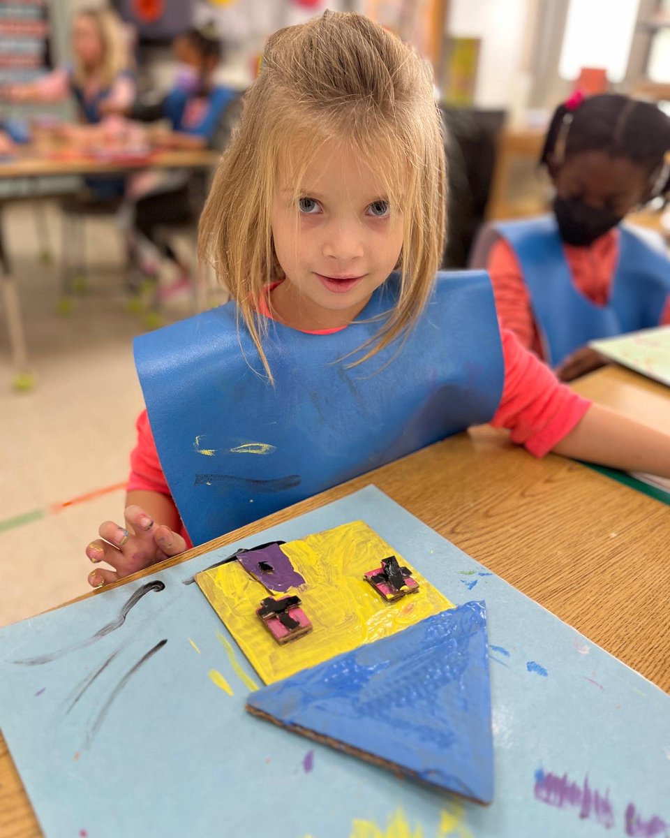 First graders painted their cardboard dream homes to make them more unique 🌈