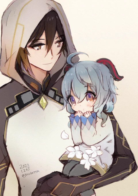 ちっちゃい甘雨ちゃんと帝君(妄想) 