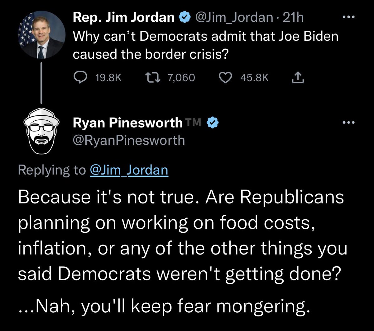 Jim Jordan and the Republican Party do not have a plan to help Americans in these difficult times.
