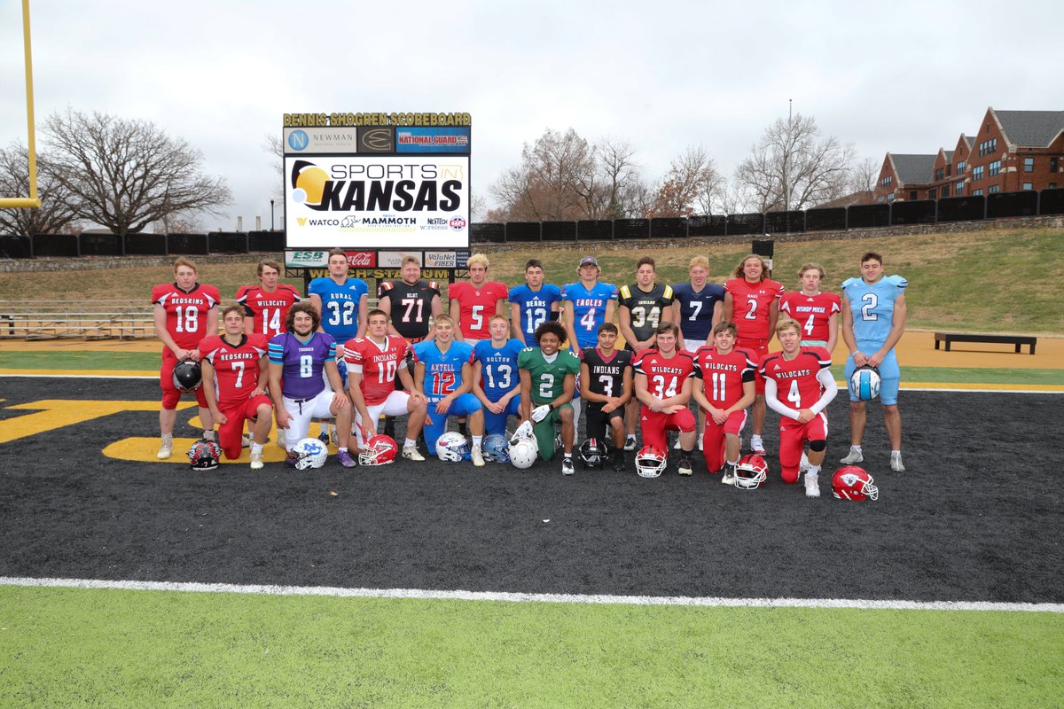sportsinkansas's tweet photo. Sports in Kansas 2022 Football Players of the Year (Offense and Defense) Announced for every classification in Kansas 

VIEW: https://t.co/DDIQSMafWH 

Presented by @MammothBuilt @WatcoRail @nextechwireless @SAFEks https://t.co/tswQlWQ9Tn