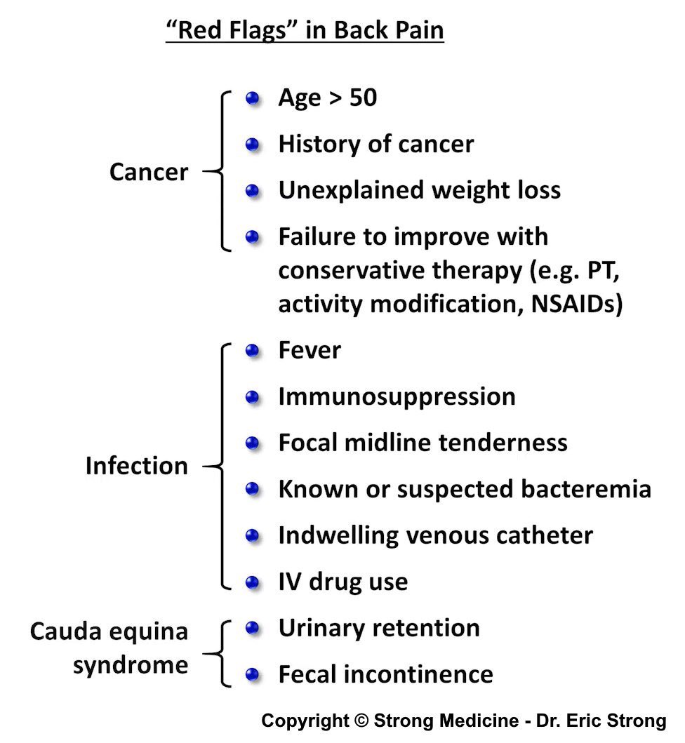 Medical_MD1's tweet photo. Back Pain✨

Differential Diagnosis &amp; Red Flags 🚩

. https://t.co/Uhcgfpqbb3