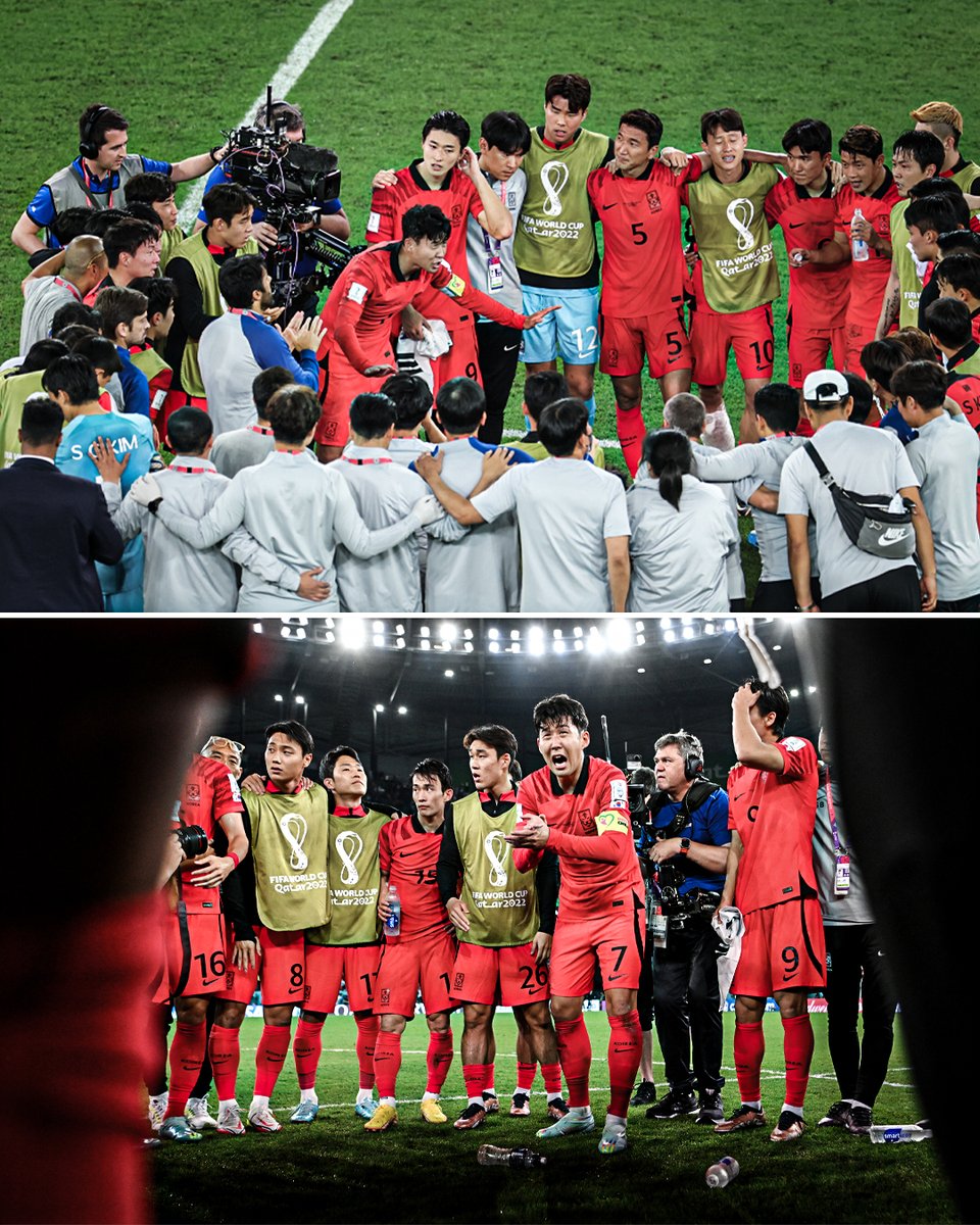 ESPNUK's tweet photo. South Korea had to wait 10 MINUTES to find out whether they had made it through the last 16 of the World Cup.

Son Heung-min gathered his teammates to deliver a rousing speech to keep their belief alive 💪 https://t.co/QCtJe19WKL