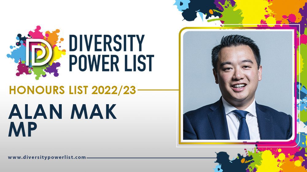list_diversity's tweet photo. Congratulations to @AlanMakMP who has featured on the Diversity Power List 2022 – honouring 50 of the most profound champions of inclusion across the UK! 

You can read more about Alan's achievements, and view the full honours list HERE – https://t.co/lS7u6zXfgd… https://t.co/Ie9Xyc8aDv