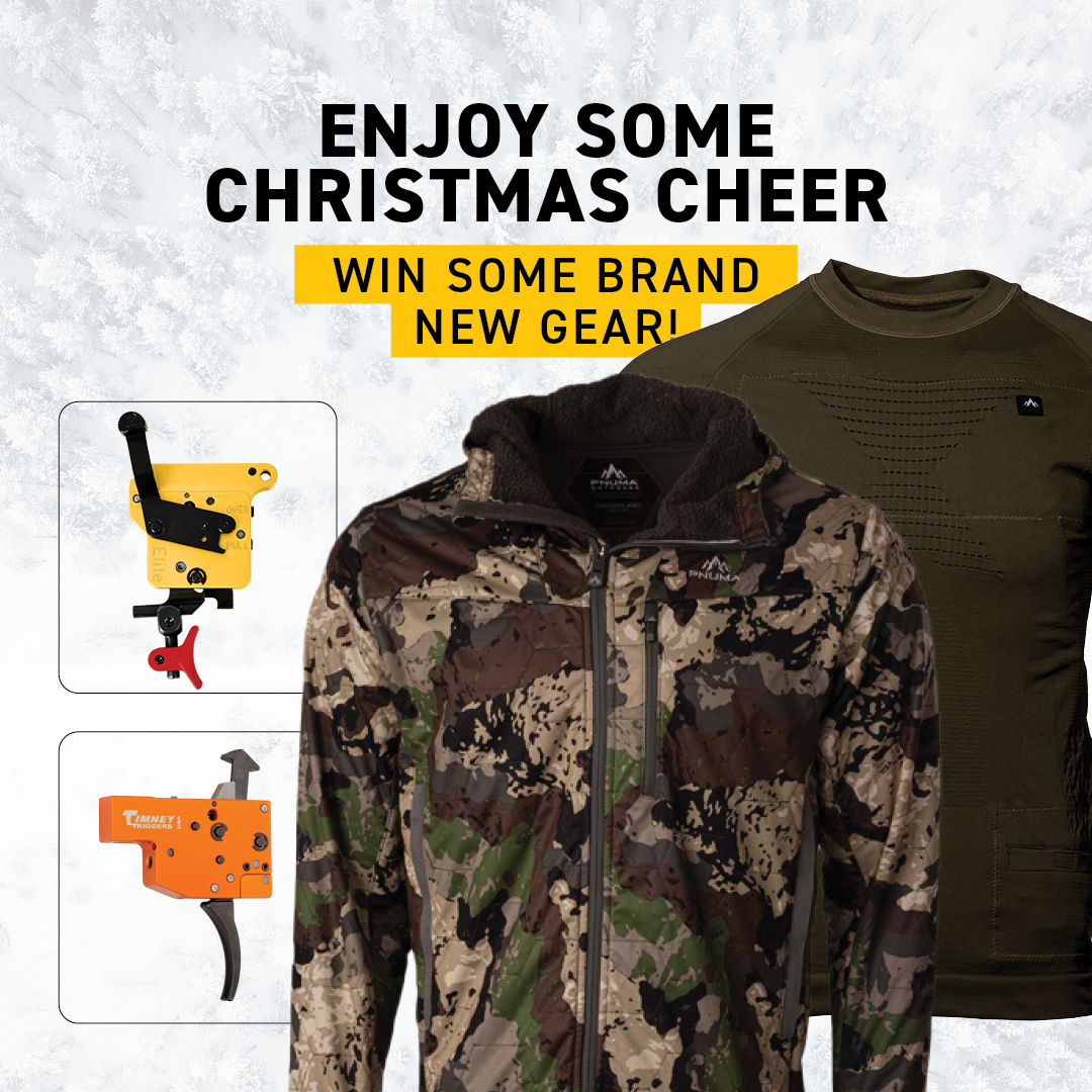 Enjoy some Christmas cheer and some brand new gear with this month's opportunity! 🎄🎁 . Visit us online to learn more 👀 . Check out our partner, Pnuma Outdoors, on their website . #TimneyTriggers #Pnuma #December