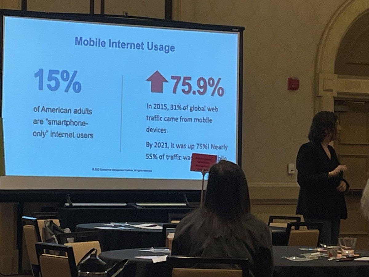What?? 15% of America adults are “smartphone” internet users only. What does this mean to your recruitment/application process #HCLS22 <a href="/Emily_EXMI/">Emily Douglas-McNab</a> <a href="/Erin_EXMI/">Erin</a>