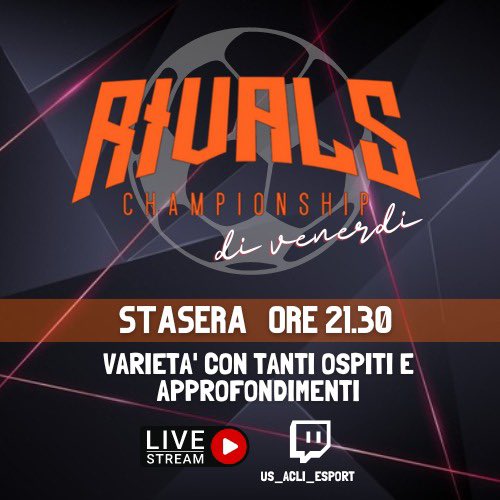 Esport Us Acli (@us_acli) on Twitter photo Stasera non mancate ๐ช๐ช๐ช
ore 21.30
Canale twitch.tv/us_acli_esport
<a href="/proclubtv/">proclubtv</a> <a href="/RTAllProClub/">RETWEET ALL PROCLUB</a> <a href="/Tutto_ProClub/">Tutto ProClub</a> <a href="/NewsProclub/">News Proclub</a> <a href="/ZoOmProClub1/">ZoOmProClub</a> @Poseidonleague Stasera non mancate ๐ช๐ช๐ช
ore 21.30
Canale twitch.tv/us_acli_esport
<a href="/proclubtv/">proclubtv</a> <a href="/RTAllProClub/">RETWEET ALL PROCLUB</a> <a href="/Tutto_ProClub/">Tutto ProClub</a> <a href="/NewsProclub/">News Proclub</a> <a href="/ZoOmProClub1/">ZoOmProClub</a> @Poseidonleague