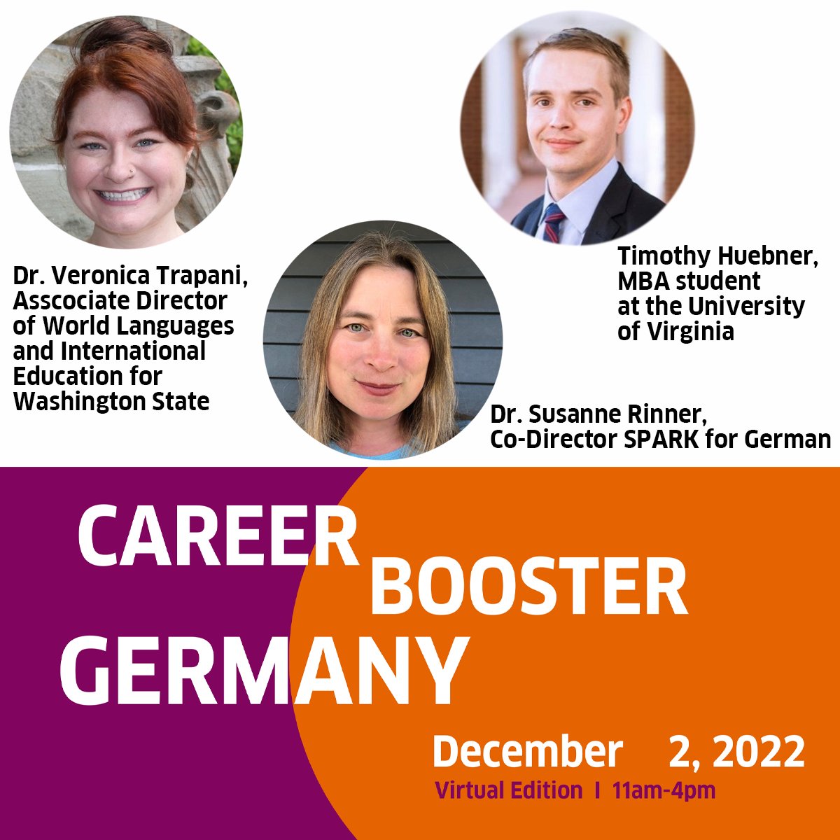 GoetheDC's tweet photo. "HOW #GERMANY BOOSTED MY #CAREER" with @DrVeronicaTrap, Associate Director for #WorldLanguages &amp; International Education @waOSPI_CTE, Dr Susanne Rinner, Co-Director #SparkForGerman and Timothy Huebner @DardenMBA. Coming up live at 2.35pm: https://t.co/7WKpYs0ANw #goetheinstitut https://t.co/8VrIcSgPyw