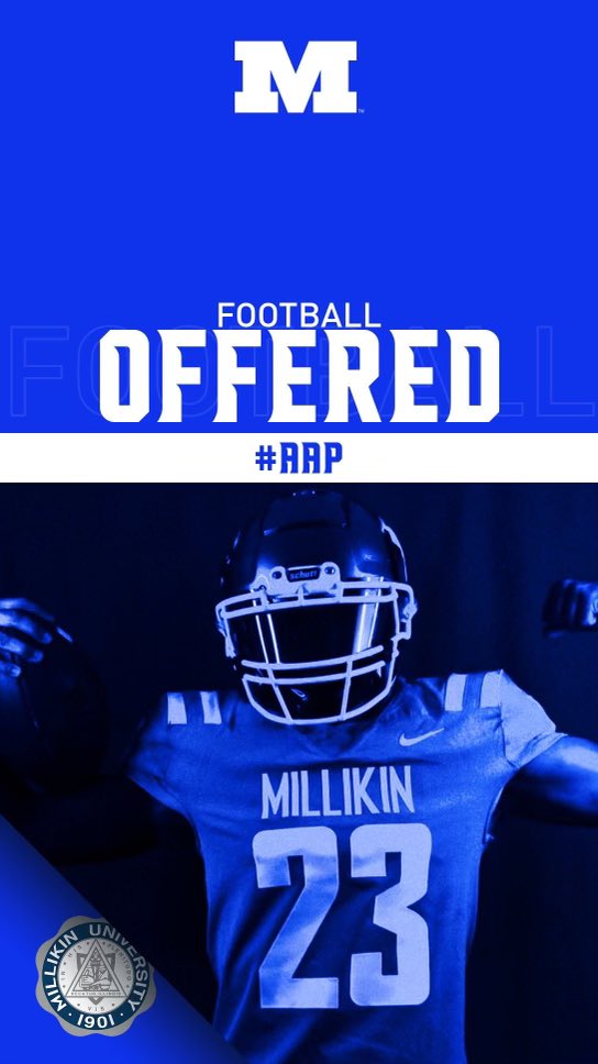 Blessed to receive my first offer from Millikin university🔵⚪️Thank you for the opportunity <a href="/Coach_JBurrell/">Coach_JB</a> <a href="/MU_BigBlueFB/">Millikin Football</a>