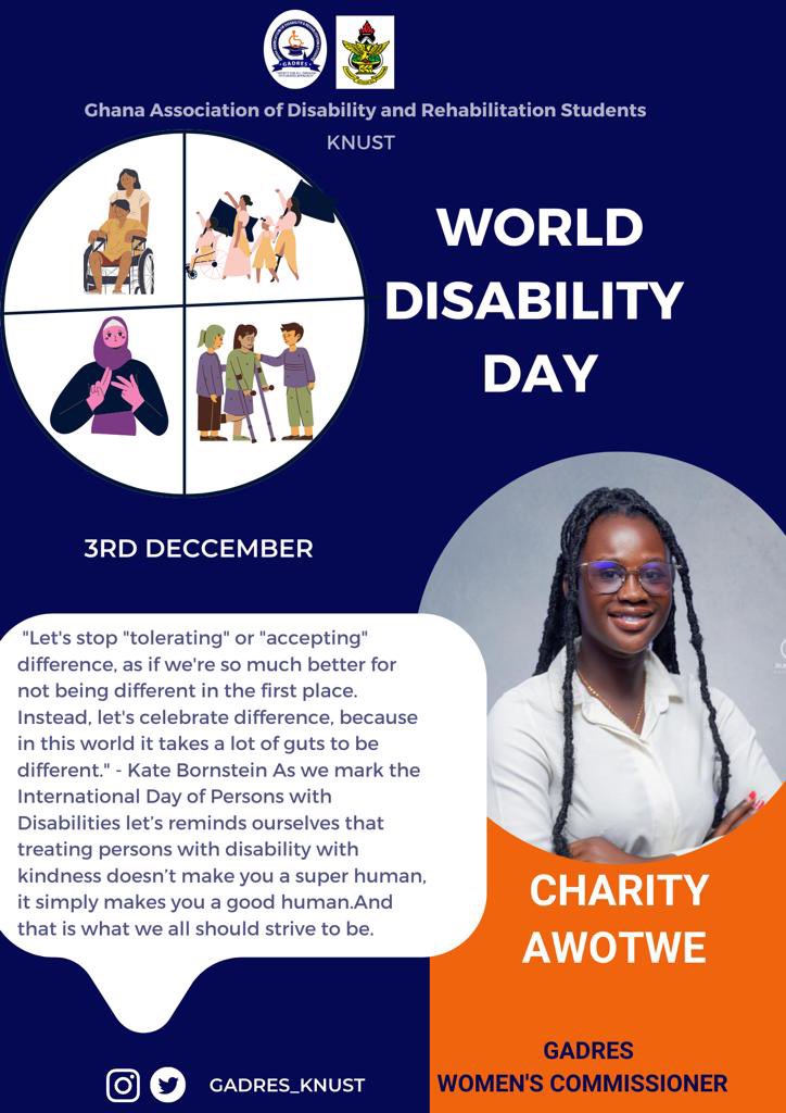 OfficialGADRES's tweet photo. World 🌍 Disability Day over the years has become a celebration that is observed Globally. Kindly retweet to create awareness ☺️🔥. ##thestateagencyfordisabilityinclusion@ncpdgh @HesaNews @GadresMedia @VOICEOFHESA @UNICEF https://t.co/gYEmjvJwyg