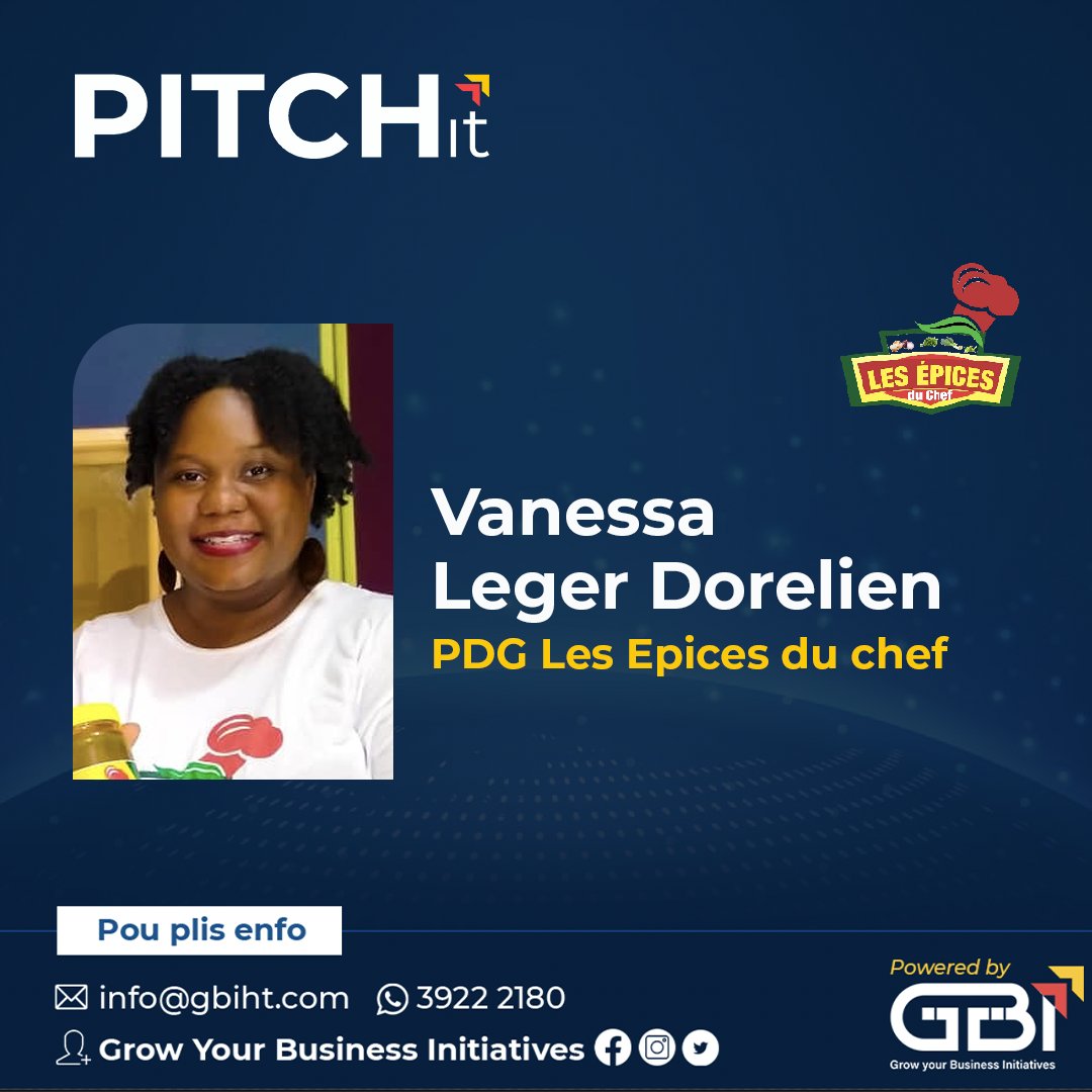 GbiHaiti's tweet photo. PITCHIT—————>GBI
Let's put a face on our 10 finalists:
-Jerry Salomon/ Focus entreprises
-Vanessa Léger Dorélien/ Les épices du Chef
-Jessikah Mondélus/ JM Unlimited
-Pierresson Auguste/ Madan Sara App

We will announce which Mentor each of our finalists will collaborate with. https://t.co/6CEUM7uSPJ