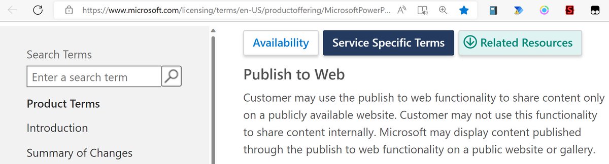 #PowerBI Publish to Web--not only is it unsecure, but if you use it for internal sharing, you're breaking the product terms
microsoft.com/licensing/term…