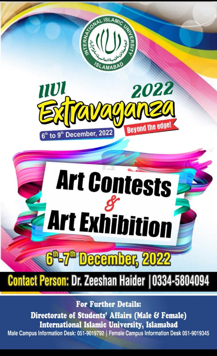 AKFOfficial_IIU's tweet photo. International Islamic University Islamabad (@IIUI_OFFICIAL) has announced a mega event with interesting activities
#iiui #IIUIExtravaganza2022 #IIUI
#AllKashmirForum #AKF #AKF_IIUI
#AllKashmirForumIIUI @AKFOfficial_IIU https://t.co/qjCzTr2tUs