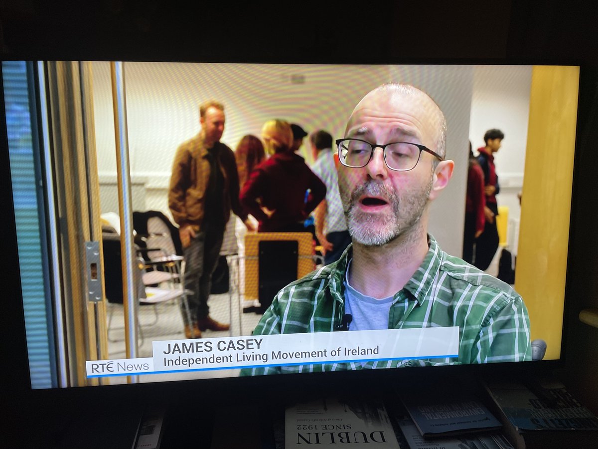 ILMIreland's tweet image. ILMI’s Dr James Casey and Claire Kenny on the @rtenews with @AilbheConneely talking about the @ESRIDublin consultation report on how vital a right to Personal Assistance Services in Ireland is. So we can live our lives just like anyone else! #PASnow
