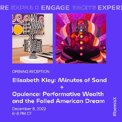 bemiscenter's tweet photo. Bemis presents two new exhibitions opening next week! Elisabeth Kley: Minutes of Sand + Opulence: Performative Wealth and the Failed American Dream. Join us Thursday, Dec. 8 from 6-8 PM! Drag Performance at 7 PM by drag queen Faleasha Savage. https://t.co/fdq1xOzXeo #BemisX https://t.co/RRoPLCWpPC