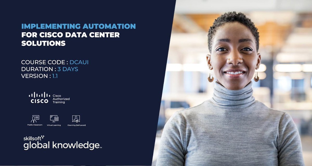 GK_UAE's tweet photo. This course teaches you how to implement Cisco® Data Center automated solutions including programming concepts, orchestration, and automation tools.
Learn More:
https://t.co/QlYc6IQRrJ 

#GlobalKnowledge #Courses #Cisco  #learning #workshops  #publicclassroom #virtuallearning https://t.co/4bDfo9iPiJ