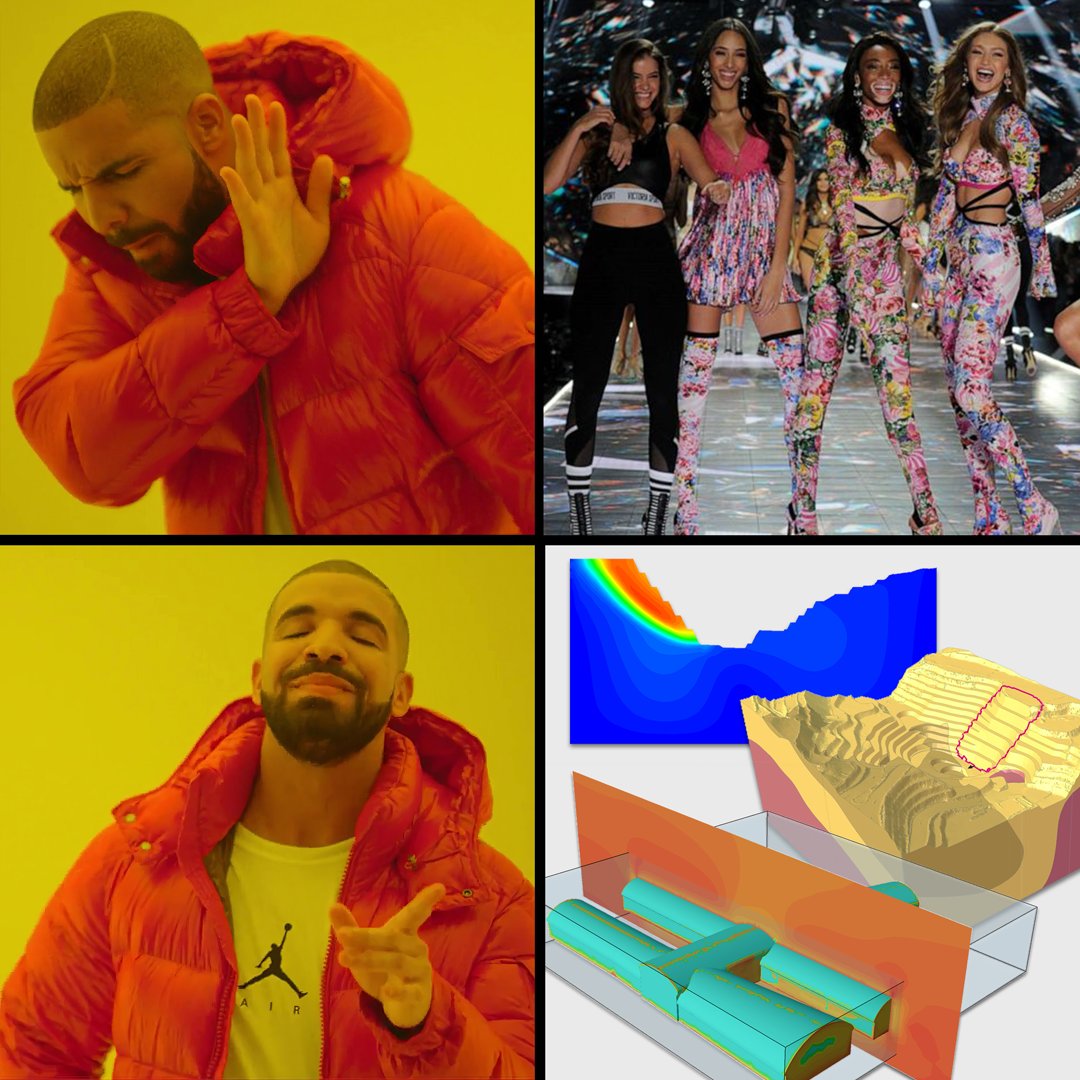 Rocscience's tweet image. When the world thinks of models vs when Geotechnical Engineers think of models
.
#Geotech #Geotechnical #numericalmodelling #geotechnicalengineering #civilengineering