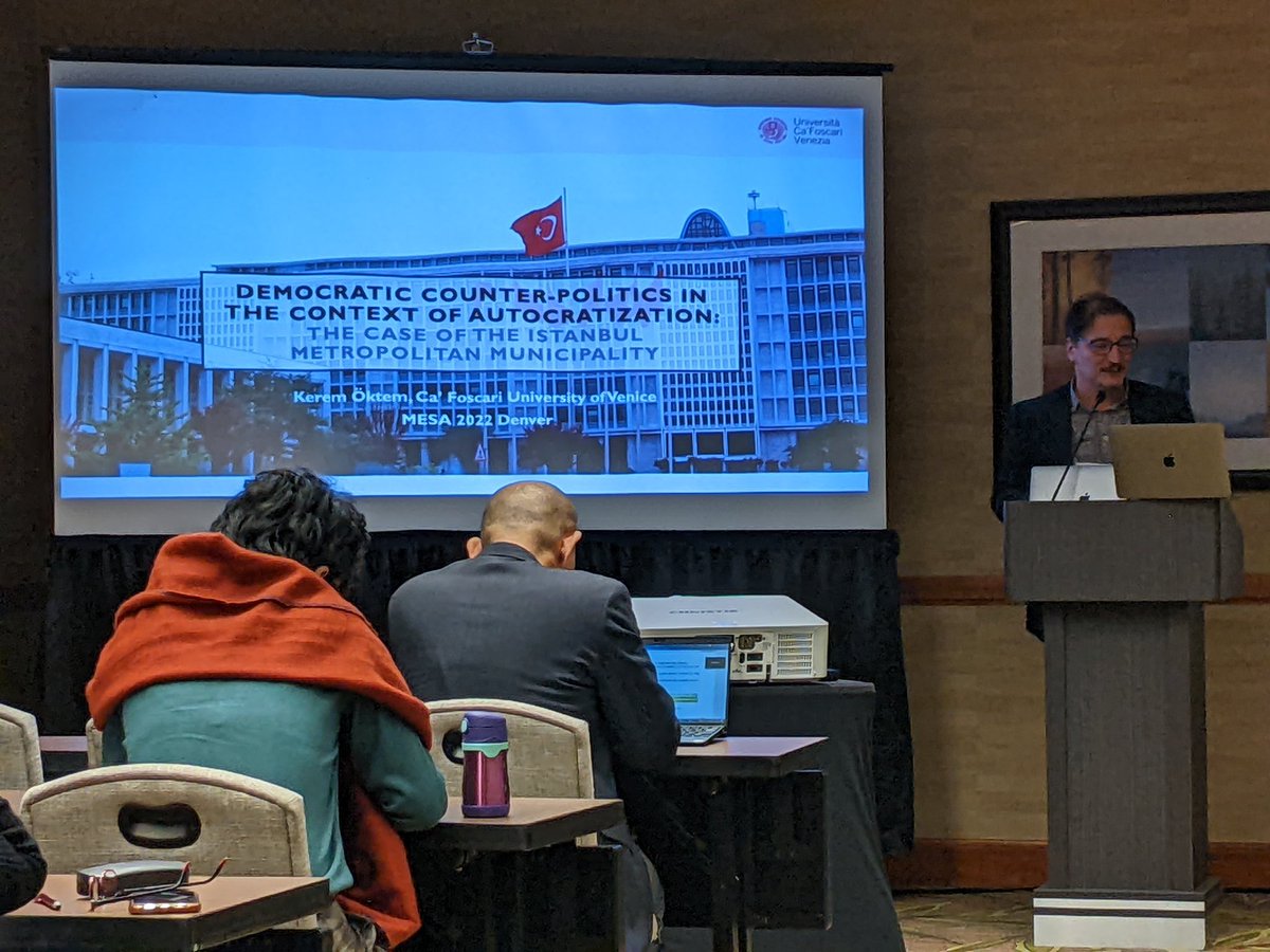 y_sarfati's tweet photo. Kerem Öktem is next, talking on the possibilities of democratization at the local level under an autocratic regime #MESA22 https://t.co/qDMZUGfy0k