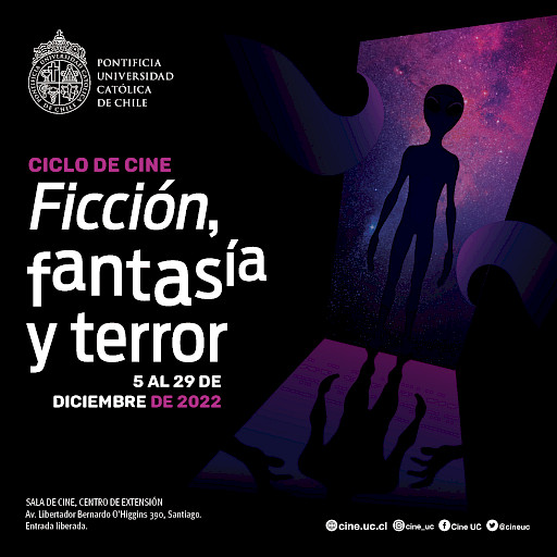 ucatolica's tweet photo. Si reconoces estas imágenes, tenemos un #panorama perfecto para ti. 👽🤖✨ No te pierdas el próximo ciclo de @cineuc "Ficción, Fantasía y Terror" desde este lunes 5 hasta el 29 de diciembre en el centro #ExtensiónAlamedaUC #390. 📍Revisa la #cartelera acá: https://t.co/9EODdEKCpp https://t.co/vZ7Ckg0PIt