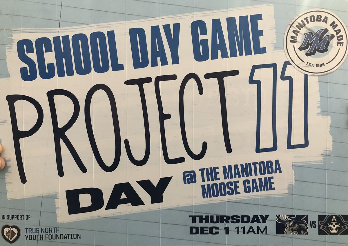 bw_RETSD's tweet image. Our Grade 6 students had a blast cheering on the @ManitobaMoose during Project 11 Day in support of mental health. @RETSDschools