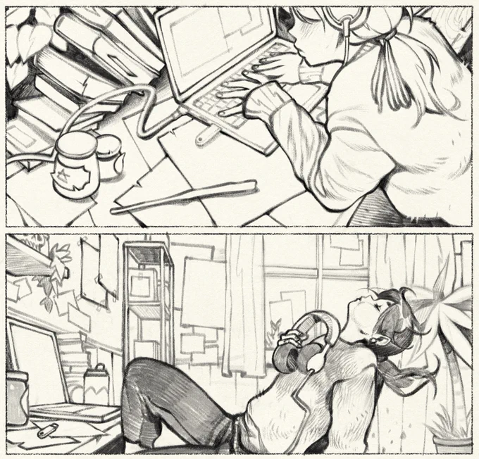 WIP of some comic panels made on stream. Thanks to the Twitch family that's supporting me during this journey! 