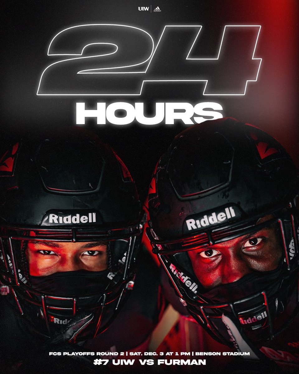 UIWFootball's tweet photo. ⏳２４ ＨＯＵＲＳ⏳

#TheWord | #FCSPlayoffs 

https://t.co/RJWFuxOXnC https://t.co/5k2cbma10P