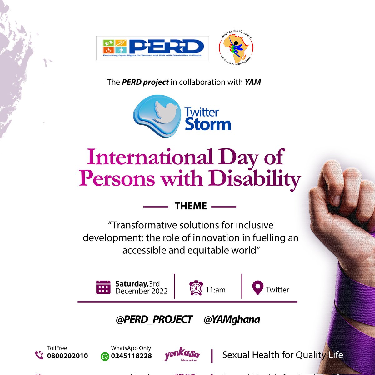 PERD_PROJECT's tweet photo. @PERD_PROJECT in collaboration with @YAMghana commemorate the 2022 International Day of Persons with Disability! #disabilityrights #disabilityinclusion https://t.co/Lb8nLX8tg2