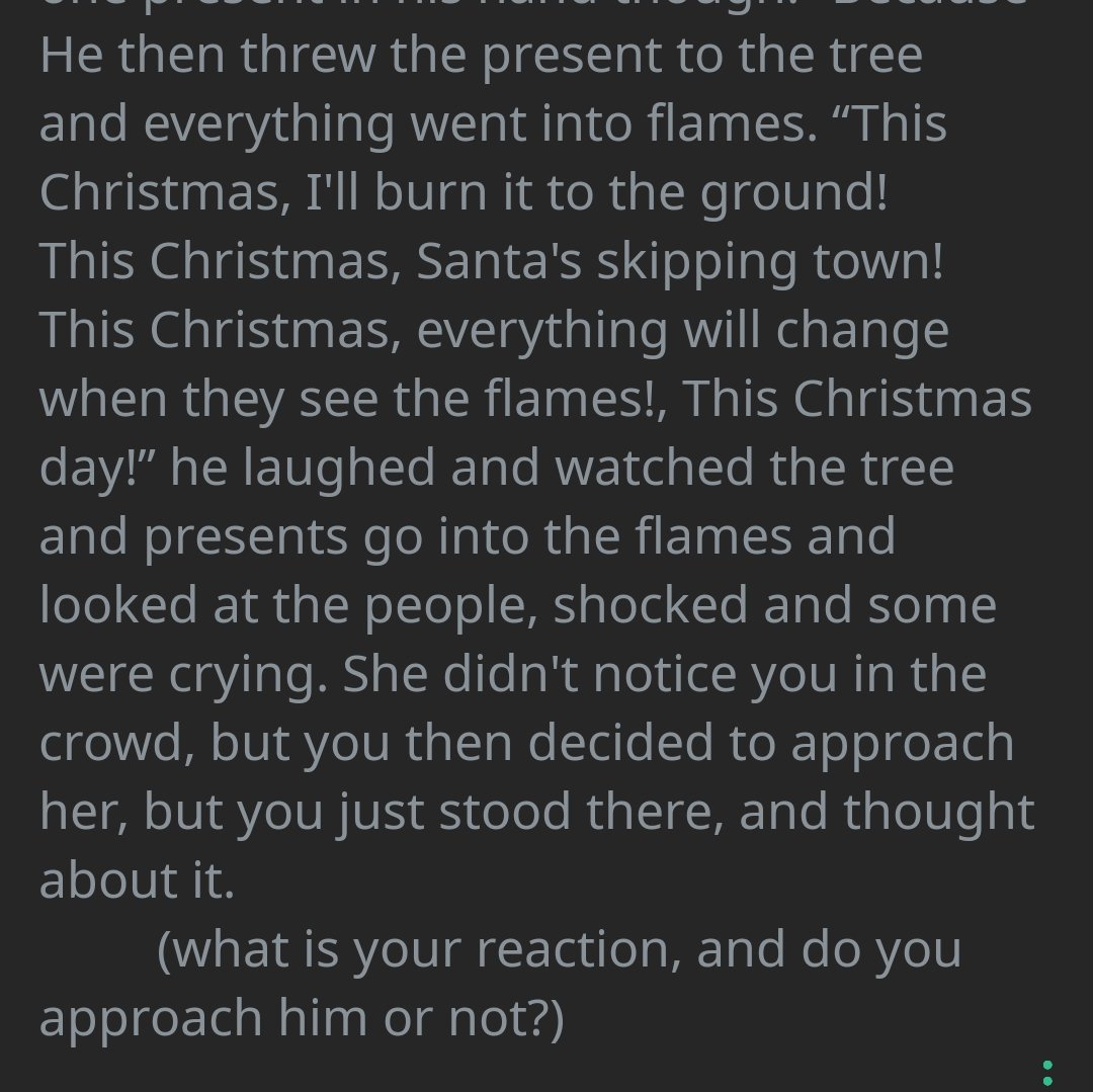 {I finally got an idea so yeah, this is open roleplay, enjoy this Christmas prompt}