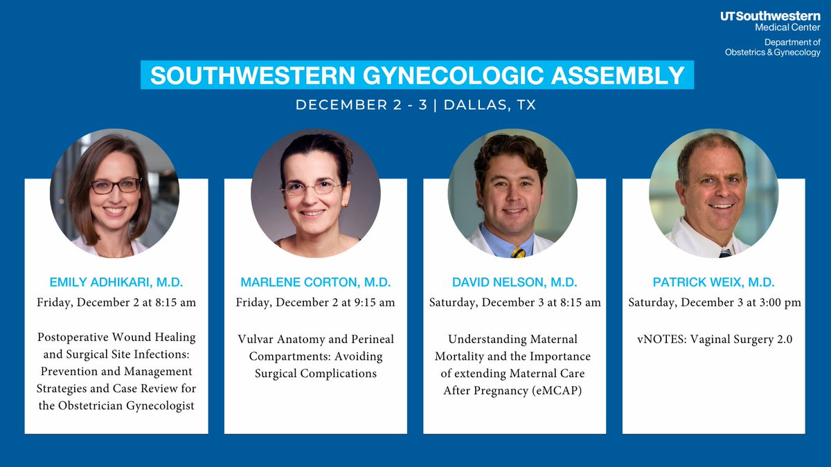 #SGA is happening today and tomorrow! Don't miss these great presentations from our team. #UTSWObGyn

#obgyntwitter #sgadallas