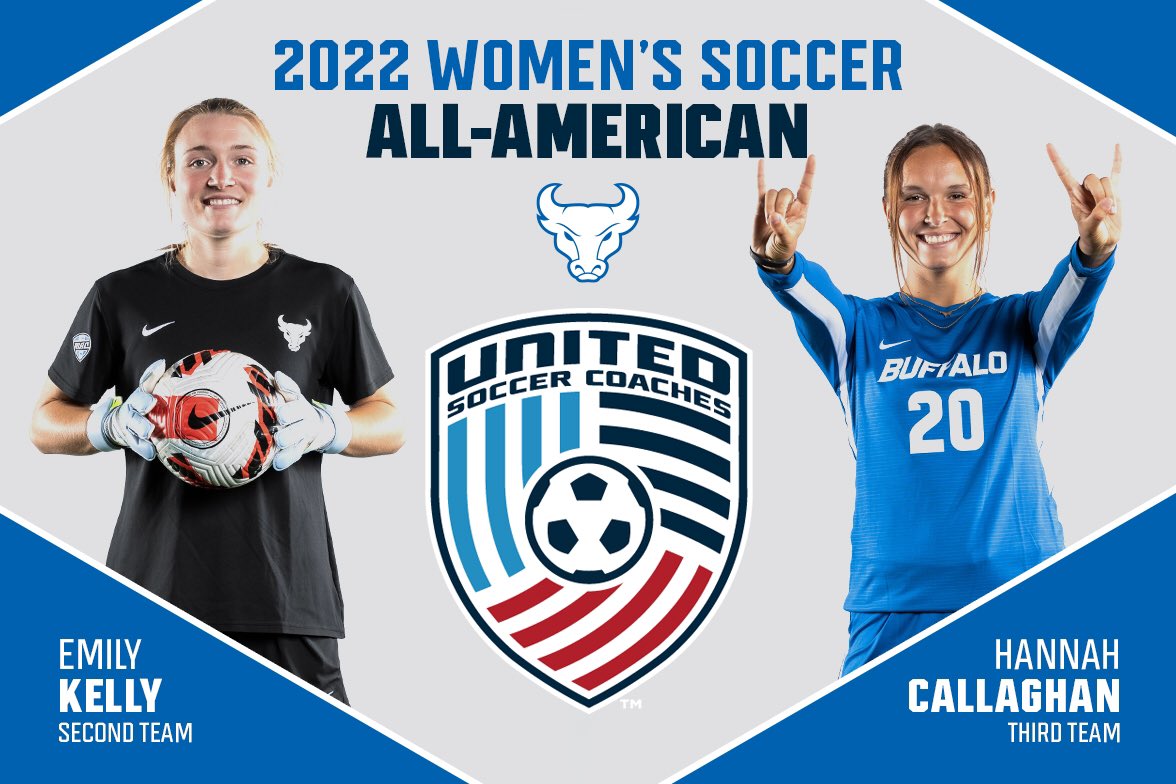 UBWomensSoccer's tweet photo. BIG time news for BIG time players!! We are thrilled to announce @emilykelly1320 and @hannnnahh_c have been named 2022 All-Americans! Congratulations! 

#WeAreOne #CARE #UBhornsUp https://t.co/JhhHScUNvq