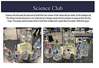 TQEA_Principal's tweet photo. Science extended day club saw students creating their own classic bar jar model with everyday objects. In creating these students simulated air pressure and volume changes due to air flow in the lungs. #Science #Curriculum22 https://t.co/vyftxg3RR1