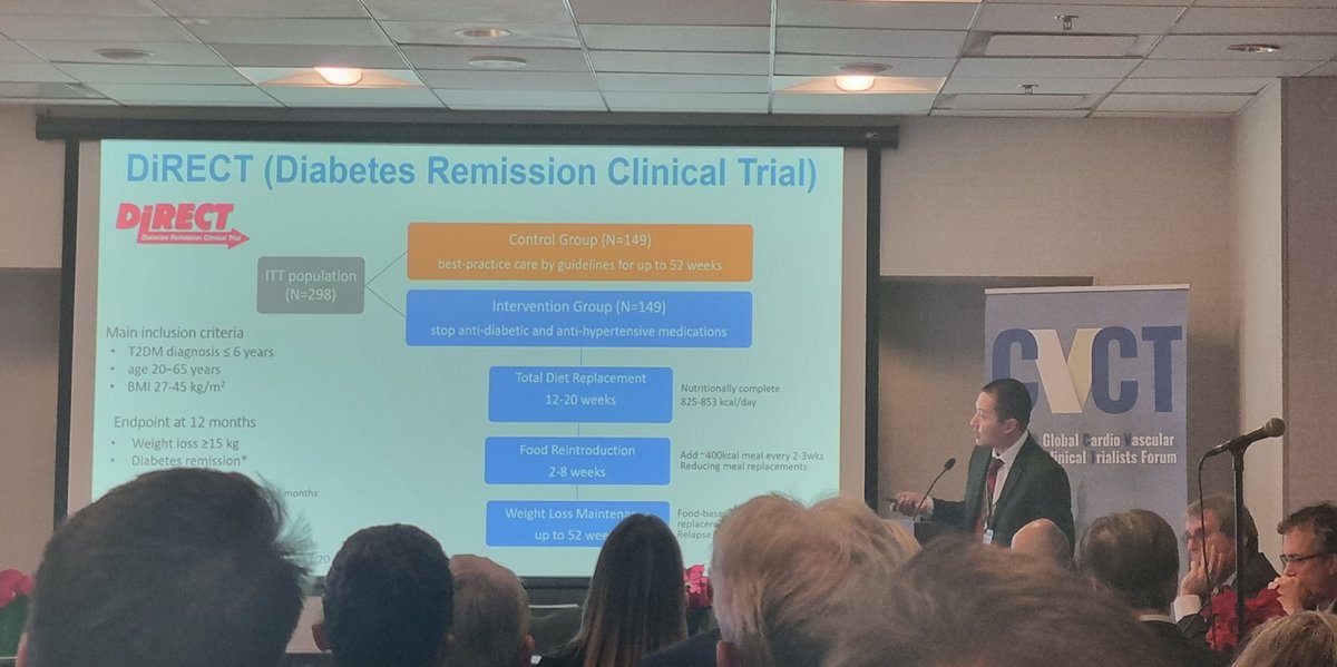 Can we reverse diabetes with weightloss? @matthewmylee #CVCT2022 Young Triallist Fellow from @UoGHeartFailure summarizes results of DIRECT trial- first study to show remission of diabetes with diet and weightloss