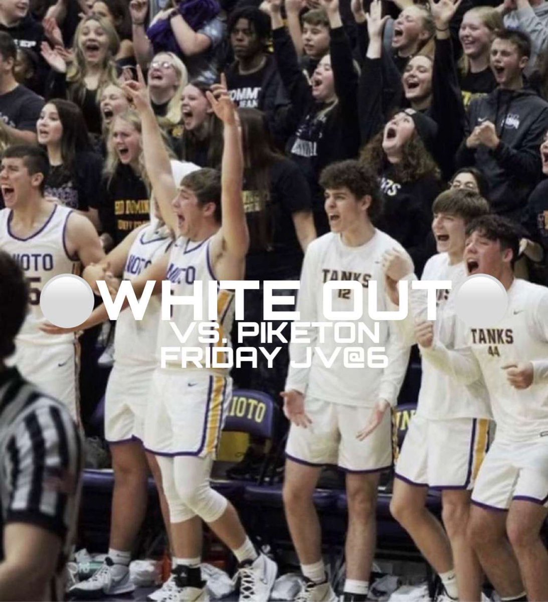 StudentUnioto's tweet photo. ‼️ITS GAMEDAY‼️ Jv @6 varsity follows. Theme is WHITEOUT🤍 #GOTANKS #BEATPIKETON #doitforjude https://t.co/RFSV3hm2Me