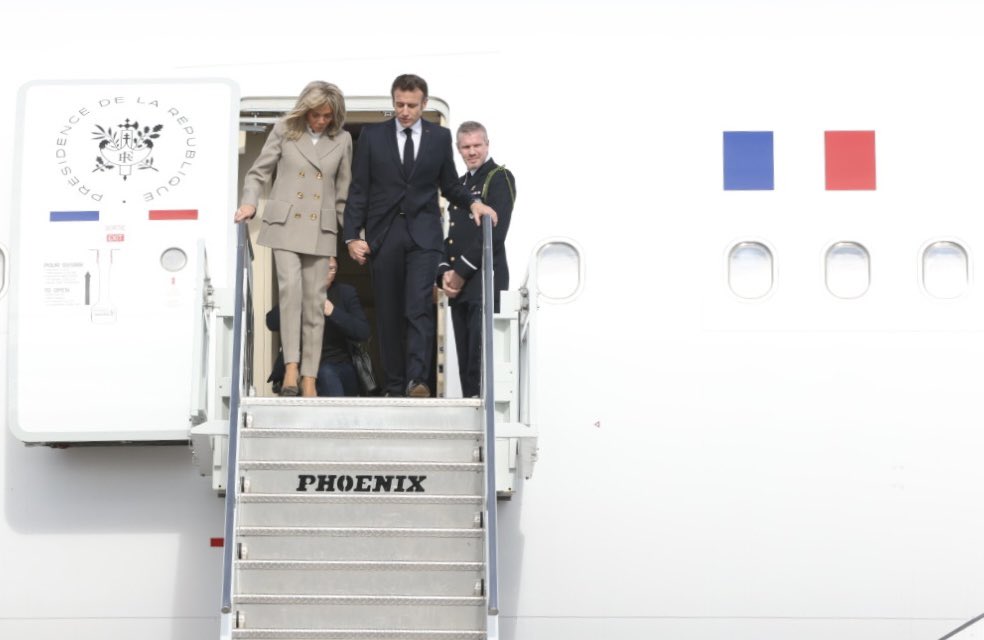 President of France M. Emmanuel Macron and his wife Mrs. Brigitte Macron arrived to MSY Airport