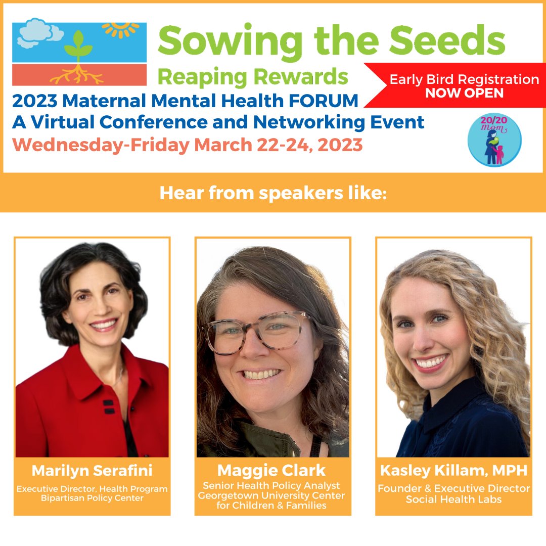 PolicyCenterMMH's tweet photo. Join hundreds of cross-sector stakeholders and change agents like you for the 13th annual #MMHFORUM2023 from the comfort of your device.
Early Bird: $85
Standard Registration: $155
https://t.co/17PbJvCqc2
#MaternalMentalHealth
@BPC_Bipartisan @GeorgetownCCF  @SocialHealthLab https://t.co/ULe4gRyUwE