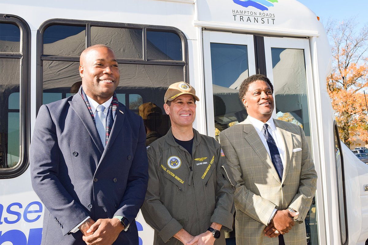 gohrt_com's tweet photo. Today, Hampton Roads Transit cut the ribbon on the NEW Base Express. A service years in the making to support service members, their families, veterans and civilian employees. The service is free and operates 7 days a week on Naval Station Norfolk. #gohrt #BaseExpress #GoNavy https://t.co/FUV1Ah6oND