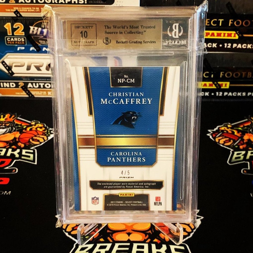BreaksofGod's tweet photo. @CMC_22 making a MASSIVE splash in our breaks, right after his big move to San Fran! ☀️🏈

A CLEAN 2/20 Rookie Auto from @PaniniAmerica  Flawless and a truly RIDICULOUS 4/5 Select Green Prizm RPA with 9.5 and 10 BGS grades!!! 🤯😍

ONLY FIRE with BoG!🔥🔥 

#PulledByBoG #TheHobby https://t.co/IhV0PPzffV