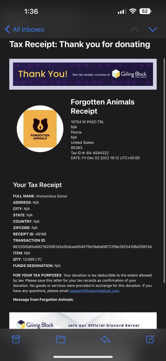 MeowcoinProject's tweet photo. We are pleased to announce that this weeks donation goes to:
@forgottenanimal !
We have sent you 13.099 $LTC ($1000.)
Thanks for the work you do, and thanks to everyone who makes this possible!
#Meowcoin $MEWC https://t.co/kuwgRwQUTm
