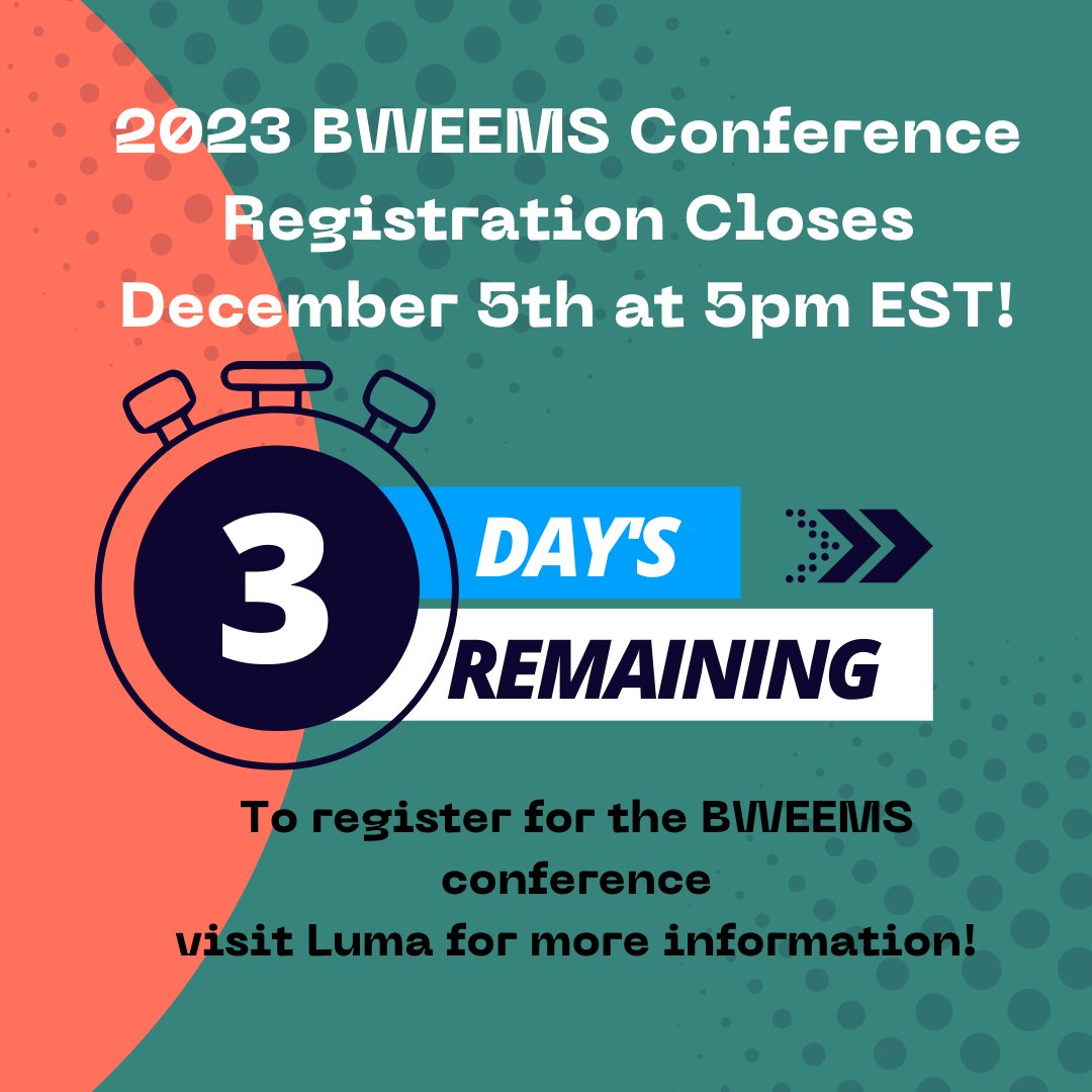 BWEEMS (@official_bweems) on Twitter photo Hey ladies! We have 3 days remaining to register for our inaugural BWEEMS conference happening in January in Miami! 
Make sure to visit Luma for more information on how to register and stay up-to-date on all things conference and BWEEMS related! Hey ladies! We have 3 days remaining to register for our inaugural BWEEMS conference happening in January in Miami! 
Make sure to visit Luma for more information on how to register and stay up-to-date on all things conference and BWEEMS related!