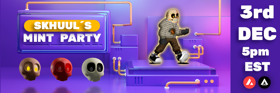 herasrevenge26's tweet photo. 🚨Enter our 24 hours contest before Mint Party🚨

*Place one of this 2 banners in your profile, and choose one of your Skullios/Skhuul as a PFP and keep it for 24 hours!

🏆Winner Prizes🏆

-1 @hamsterzbc   
-1 Level 8 @pumpskin_xyz 
-1 Skhuul https://t.co/yLwrPTA28T