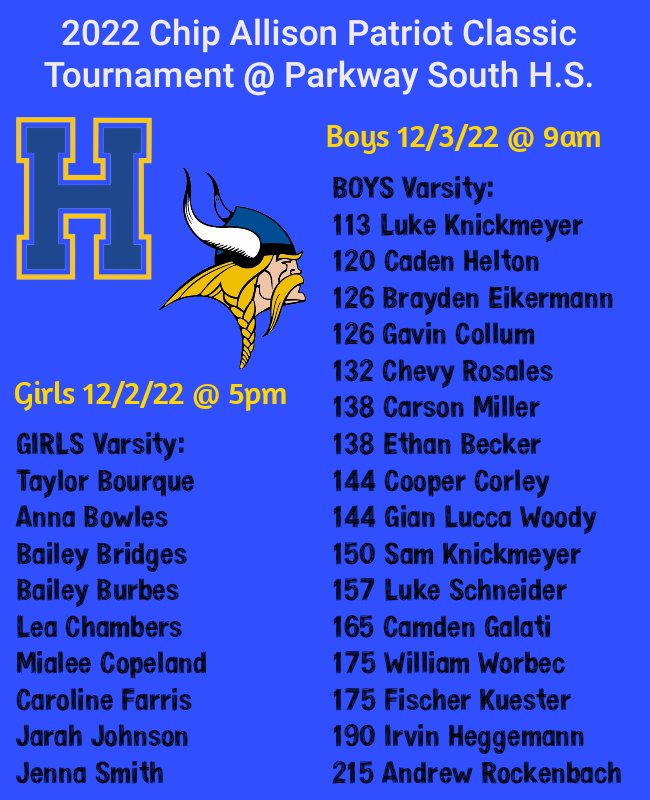 Howell Wrestling's 1st Tournament of the Year!! 
Lets Go VIKINGS! 
<a href="/HowellWrestling/">Howell Wrestling</a> <a href="/HowellBoosters/">Francis Howell Wrestling Boosters</a> <a href="/LadyVikingWres1/">Howell Girls Wrestling</a>