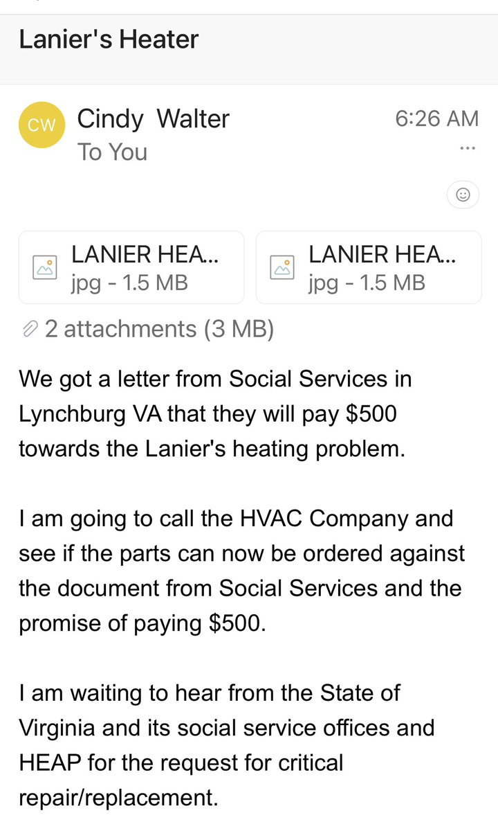 codeofvets's tweet image. Donations are down. I was not going to post this but it is a serious problem. We have a 79 year old vet &amp;amp; wife with no heat. Need $2K towards repair of their HVAC unit. All I can do is put it out here and pray for a donor.

paypal.me/codeofvets or cc on codeofvets.com