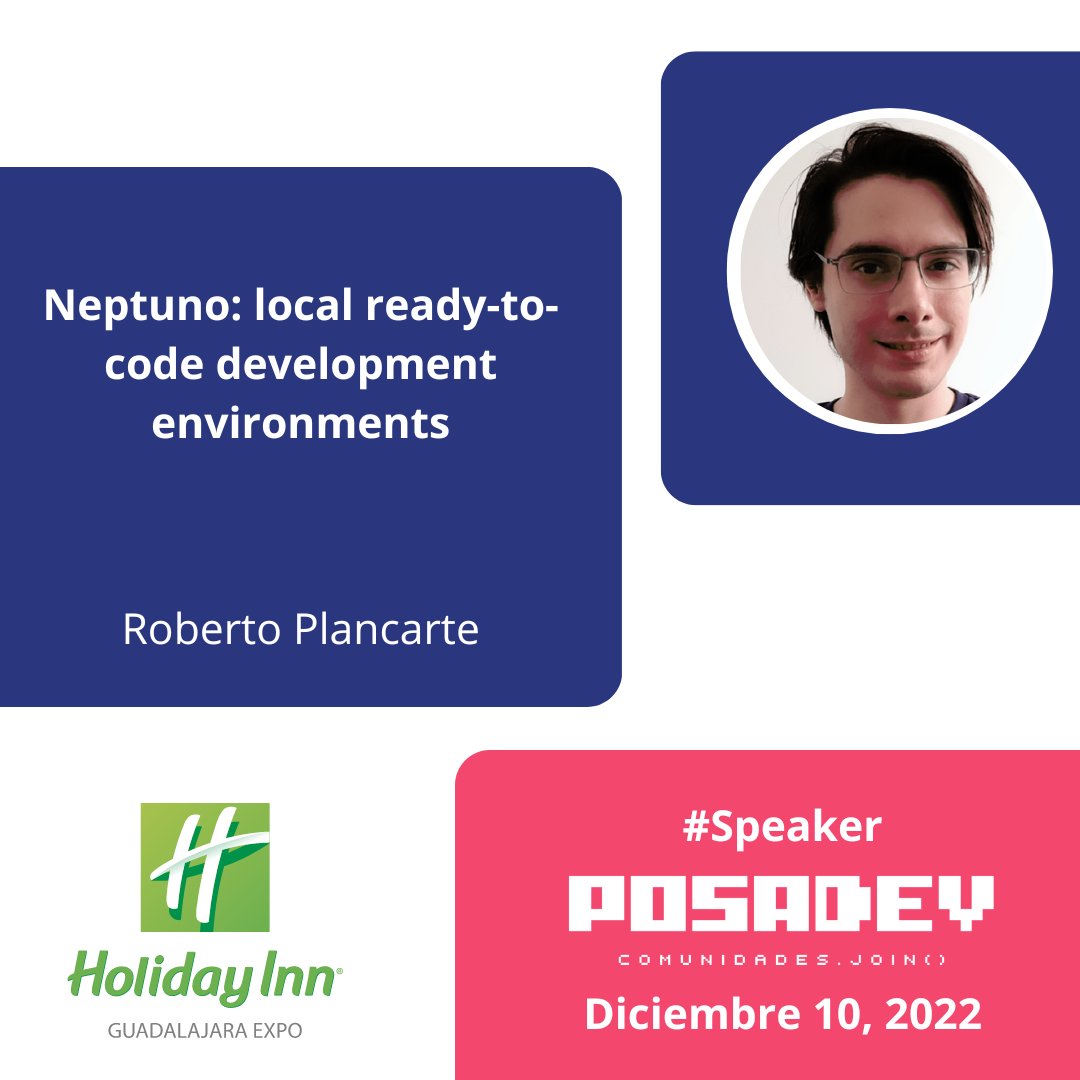 posadev's tweet image. Conoce Neptuno, una herramienta open source diseñada para crear ambientes de desarrollo locales, haciendo uso de sub módulos de Git, Docker, Overmind y Tmux.

Roberto te compartirá todos los detalles en #PosaDev2022