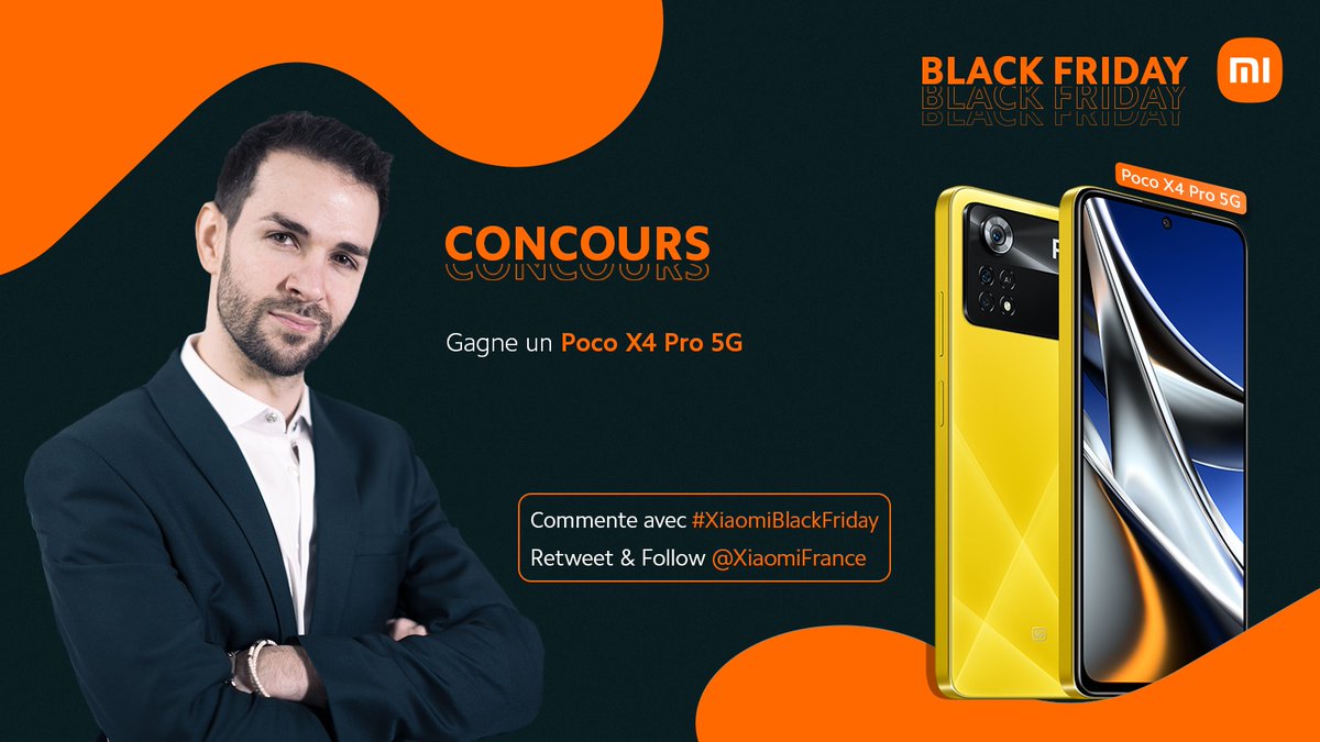 Concours spécial #XiaomiBlackFriday les amis ! Pour gagner un Poco X4 Pro 5G il suffit de : 

- RT avec le #XiaomiBlackFriday
- Follow <a href="/XiaomiFrance/">Xiaomi France</a> et <a href="/Skyyart/">Skyyart</a>

Fin du concours le 02/12/22 !