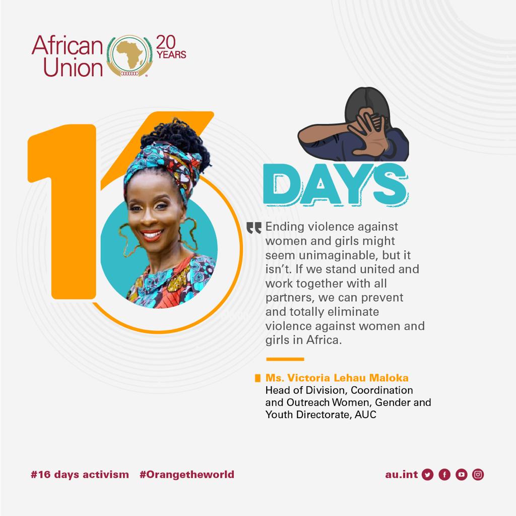 Ending Violence Against Women and Girls might seem unimaginable, but it isn’t. If we stand united and work together with all partners, we can prevent 
and totally eliminate  violence against women and girls in Africa.

#16daysofactivism2022