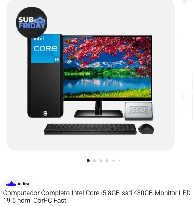 Computador Completo Intel Core i5 8GB ssd 480GB Monitor LED 19.5 hdmi CorPC Fast

💲por R$ 1.259,28 (APP+CUPOM)
💳ou R$ 1.431,00 em até 8x sem juros
🏷️Cupom *PCS10*

🚛Frete grátis, várias localidades
📤Submarino👇
tidd.ly/3OAl2Dc
Acaba rápido