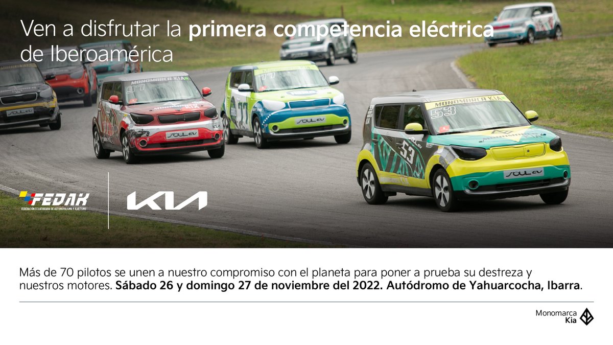 kia_ecuador's tweet image. Disfruta del automovilismo de una forma diferente, con la primera Monomarca Kia eléctrica del país. Ven con toda tu familia a Yahuarcocha.​

#Kia #KiaEcuador #Monomarca #Automovilismo #Yahuarcocha