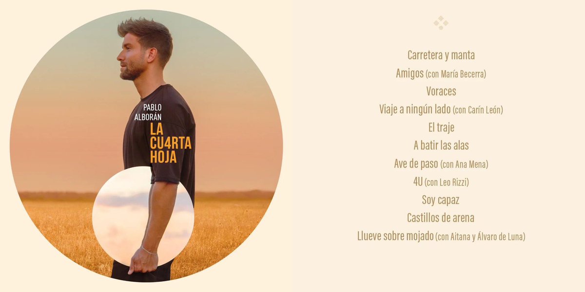 PAlboranPeruFC's tweet photo. Este 02/12 llega el nuevo álbum de nuestro @pabloalboran #𝕃𝕒ℂ𝕦𝕒𝕣𝕥𝕒ℍ𝕠𝕛𝕒 . Entre los temas se encuentran colaboraciones con: 

@MariaBecerra22 | @carinleonofi | @AnaMenaMusic | @LeoRizziMusic @Aitanax |  @alvarito_deluna 

¡Qué ganas de escuchar esta maravilla! https://t.co/s4WZJ1krRb