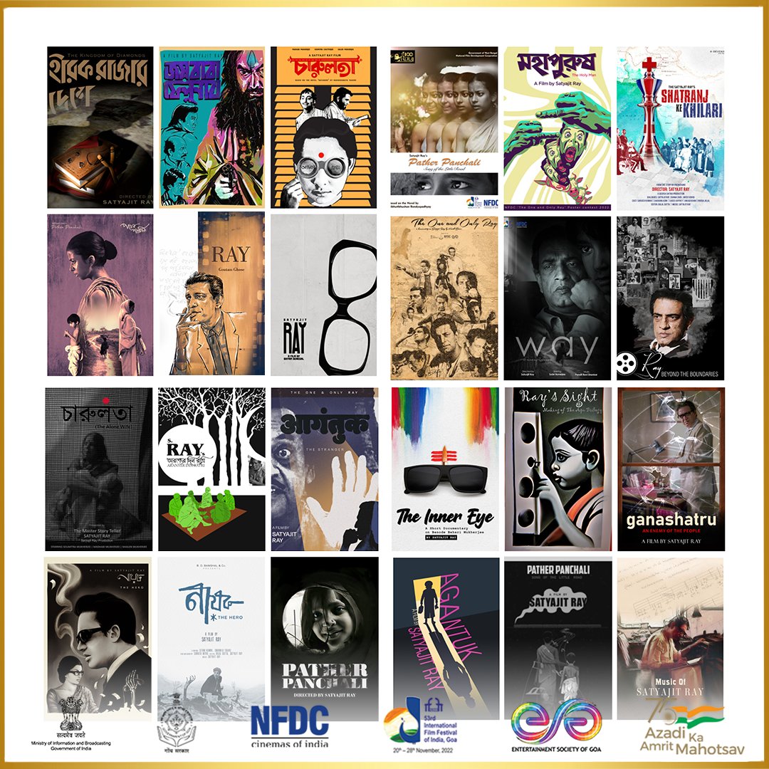 nfdcindia's tweet photo. "The One And Only Ray" Poster Gallery at #ESG, showcasing the 75 shortlisted posters from the poster contest at #IFFI53
#AzadiKaAmritMahotsav #Ray100 #TheOneAndOnlyRay #PosterDesign #Contest #Art #Gallery #India #SatyajitRay #NFDC #NFDCIndia https://t.co/drTsnQej7Z