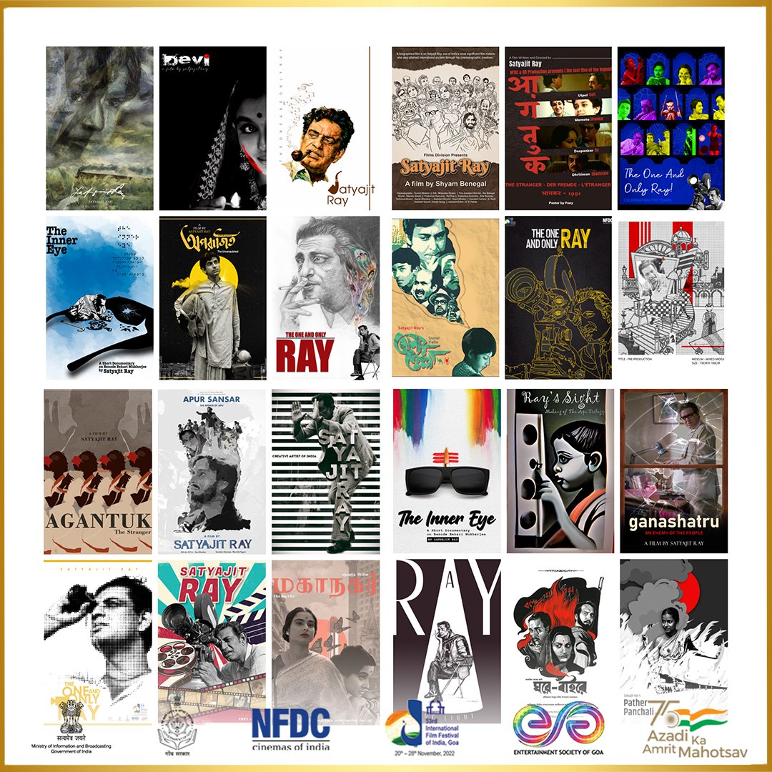 nfdcindia's tweet photo. "The One And Only Ray" Poster Gallery at #ESG, showcasing the 75 shortlisted posters from the poster contest at #IFFI53
#AzadiKaAmritMahotsav #Ray100 #TheOneAndOnlyRay #PosterDesign #Contest #Art #Gallery #India #SatyajitRay #NFDC #NFDCIndia https://t.co/drTsnQej7Z